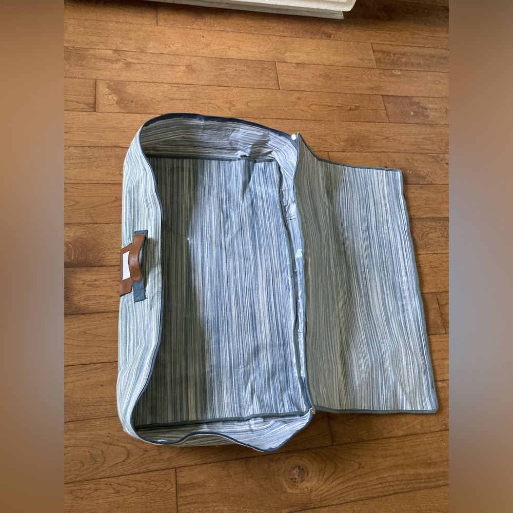 Cloth soft side blue/white underbed storage cases 31” x 19”x 6”EUC (3 available)
